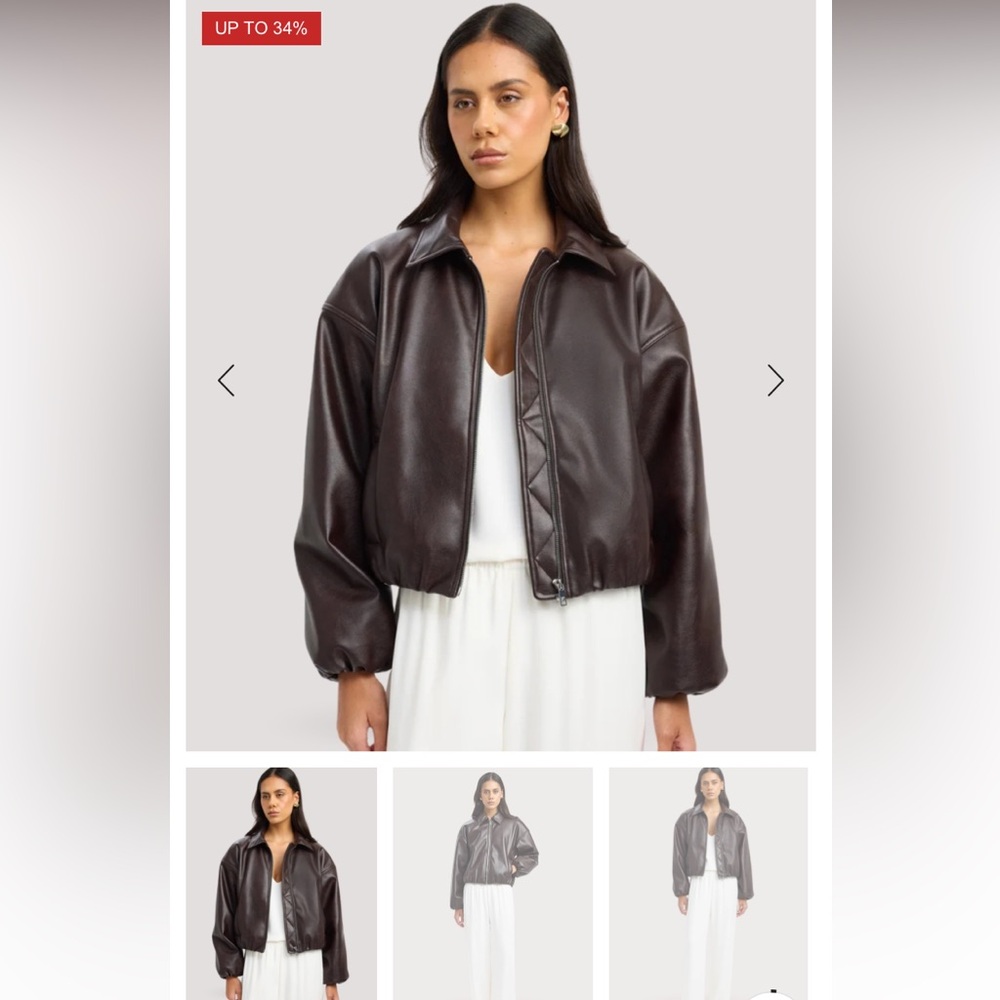 New with Tags Kookai Dark Brown Leather Jacket Medium